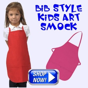 My Little Doc Personalized Red Kids Art Smock Apron with Palette Embroidery Design Poly/Cotton Twill Fabric Regular